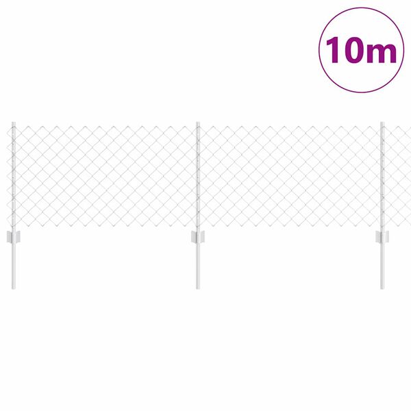 vidaXL Fence with Post Silver 0.6 x 10 m Steel