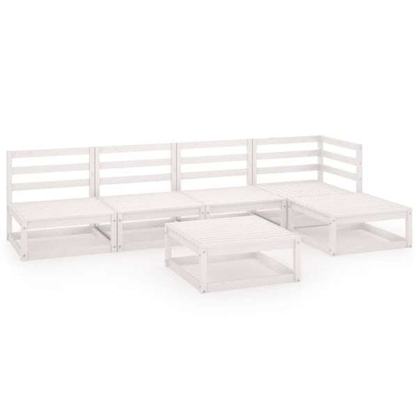 vidaXL 6 Piece Garden Lounge Set White Solid Wood Pine