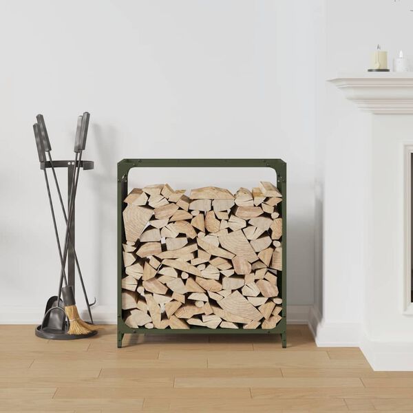 vidaXL Firewood Rack Olive Green 60x28x65 cm Cold-rolled steel