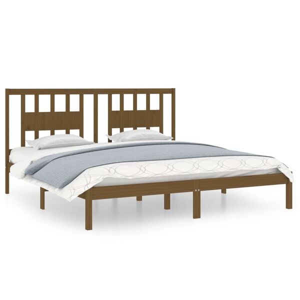 vidaXL Bed Frame without Mattress Honey Brown Solid Wood 200x200 cm (810040+818693)