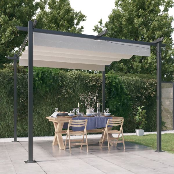 vidaXL Garden Gazebo with Retractable Roof 3x3 m Cream