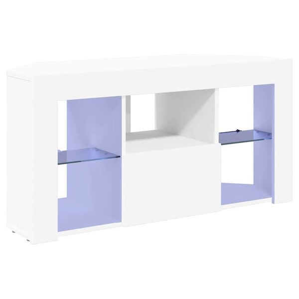 vidaXL Corner LED TV Cabinet White 100 x 40 x 50 cm Engineered Wood
