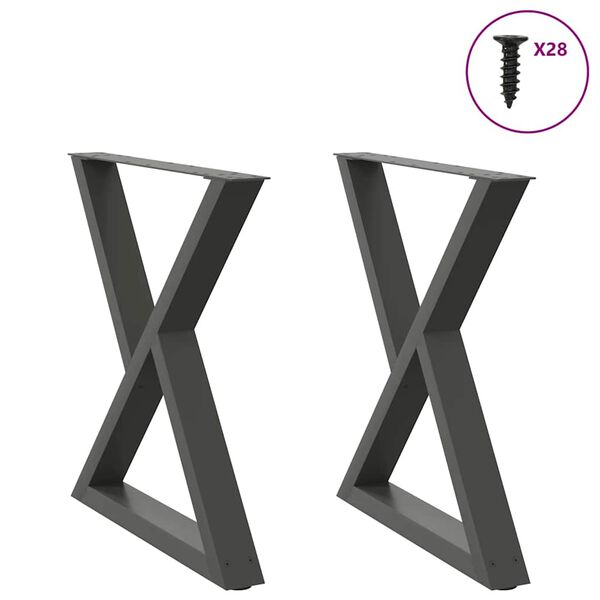 vidaXL Dining Table Legs 2 pcs Anthracite 70x(72-73.3) cm Steel