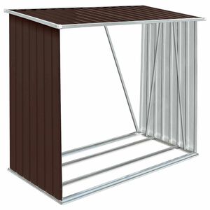 vidaXL Garden Log Storage Shed Galvanised Steel 163x83x154 cm Brown