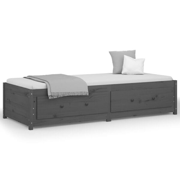 vidaXL Day Bed without Mattress Grey 90x200 cm Solid Wood Pine