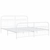 vidaXL Metal Bed Frame without Mattress with Footboard White 183x213cm