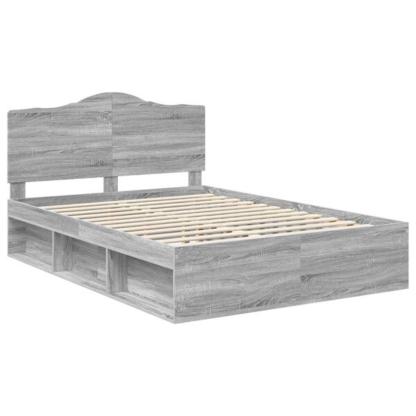 vidaXL Bed Frame Grey Sonoma 140 x 200 cm Solid Pine Wood