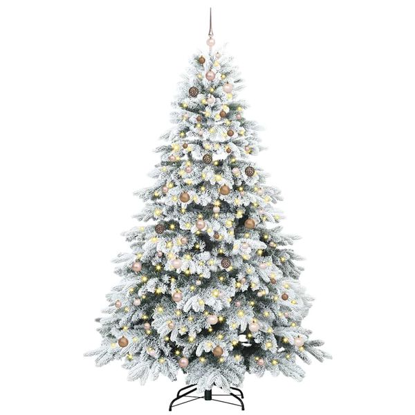 vidaXL Artificial Christmas Tree with 300 LEDs White 240 cm PE and PVC
