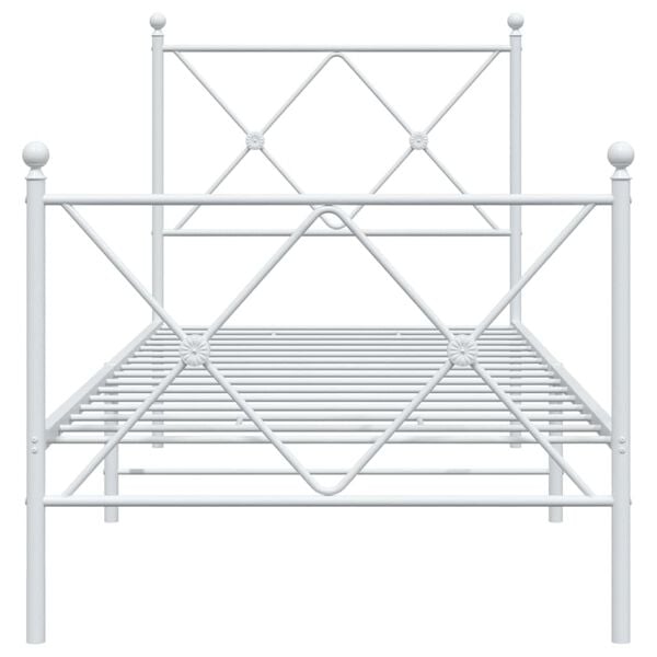 vidaXL Metal Bed Frame without Mattress with Footboard White 80x200cm