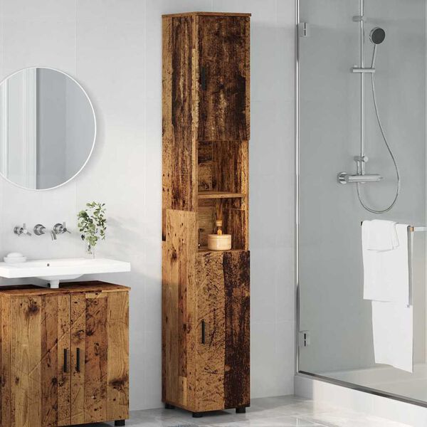vidaXL Bathroom Cabinet with Storage Old Wood 30 x 35 x 192 cm