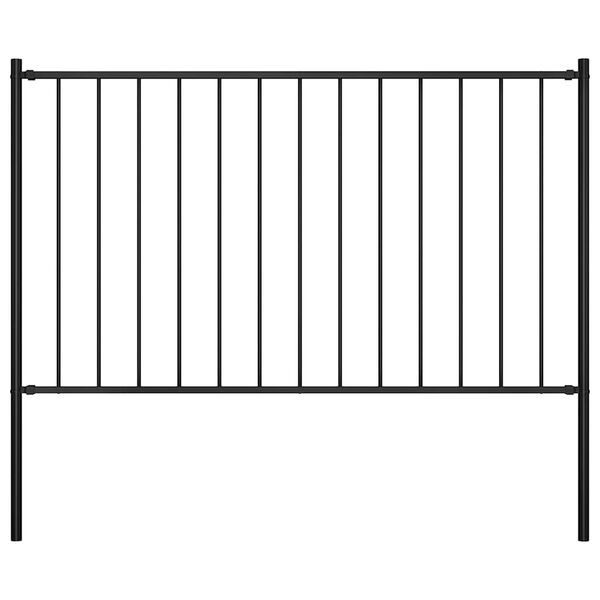 vidaXL Fence Panel Woerden with Posts Steel 1.7x0.75 m Black