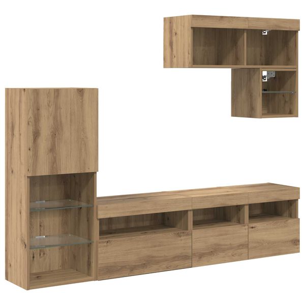 vidaXL TV Wall Units Wall-mounted 6 pcs Artisan Oak Engineered Wood