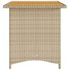 vidaXL Garden Table with Wooden Top Beige 110x68x70 cm Poly Rattan