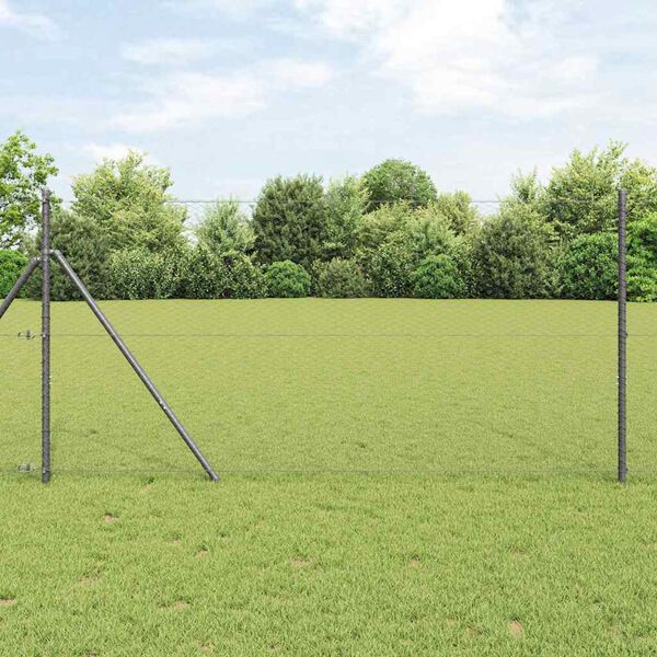 vidaXL Fence Post Grey 10 x 1.2 m (25 mm mesh) Steel and PVC