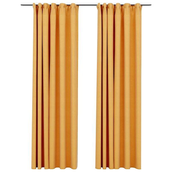 vidaXL Linen-Look Blackout Curtains with Hooks 2 pcs Yellow 140x225 cm