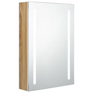 vidaXL LED Bathroom Mirror Cabinet White and Oak 50x13x70 cm
