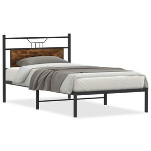 vidaXL Bed Frame without Mattress Smoked Oak 100x200cm Engineered Wood