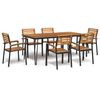 vidaXL 7 Piece Garden Dining Set Solid Wood Acacia and Metal