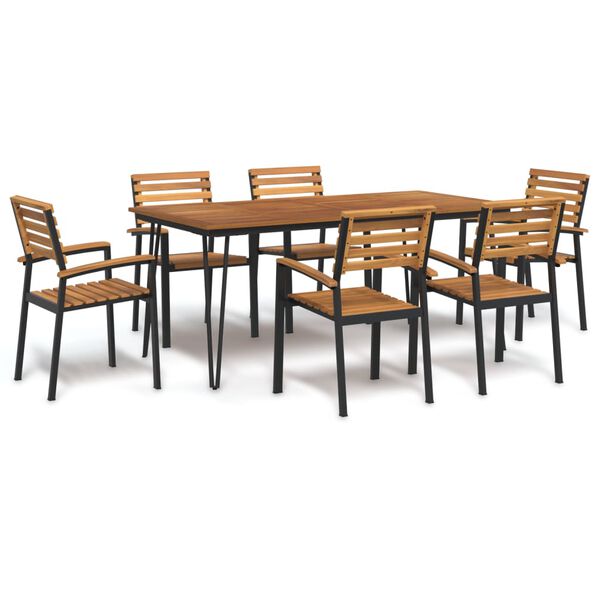 vidaXL 7 Piece Garden Dining Set Solid Wood Acacia and Metal