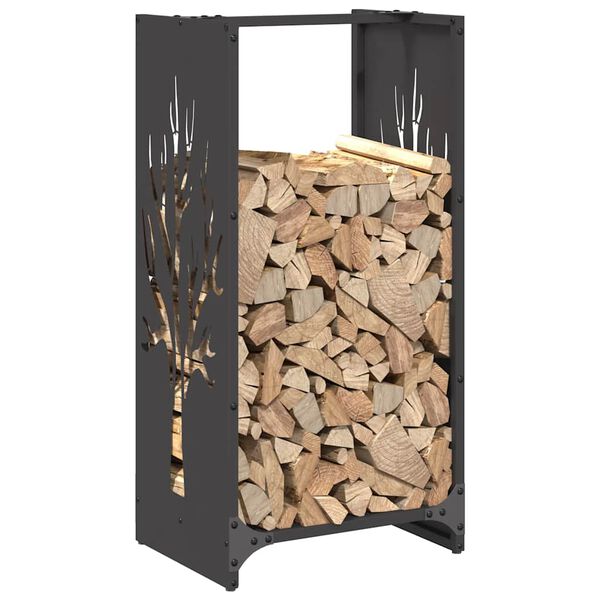 vidaXL Firewood Rack Black 40x30x80 cm Cold-rolled steel