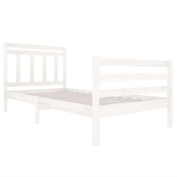 vidaXL Bed Frame without Mattress White Solid Wood 100x200 cm (810421+814080)