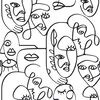 Noordwand Wallpaper Friends & Coffee Line Art Faces White and Black