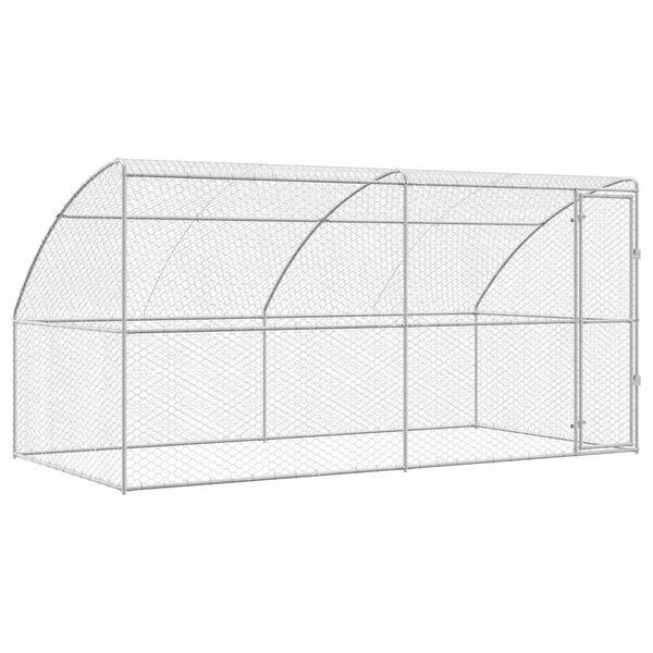 vidaXL Dog Kennel with Storage 2 pcs Silver 4 x 2 x 2 m Steel