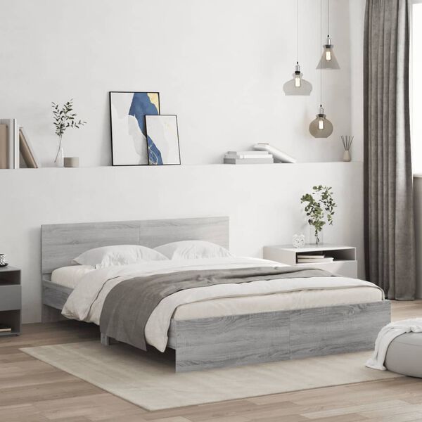 vidaXL Bed Frame without Mattress Grey Sonoma 140x200 cm