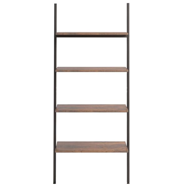 vidaXL 4-Tier Leaning Shelf Dark Brown and Black 64x34x150.5 cm