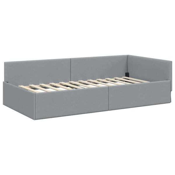 vidaXL Corner Bed Frame Light Grey 90 cm x 190 cm Velvet