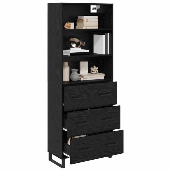 vidaXL Highboard Black Oak 69.5 x 34 x 180 cm Engineered Wood