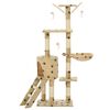 vidaXL Cat Tree with Sisal Scratching Posts 138 cm Beige Paw Prints