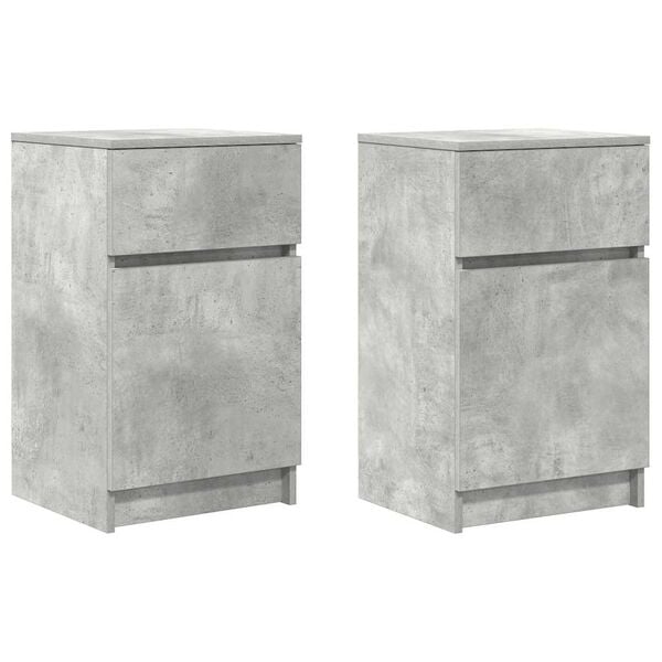 vidaXL Bedside Cabinets 2 pcs Concrete Grey 39x35x65 cm Engineered Wood