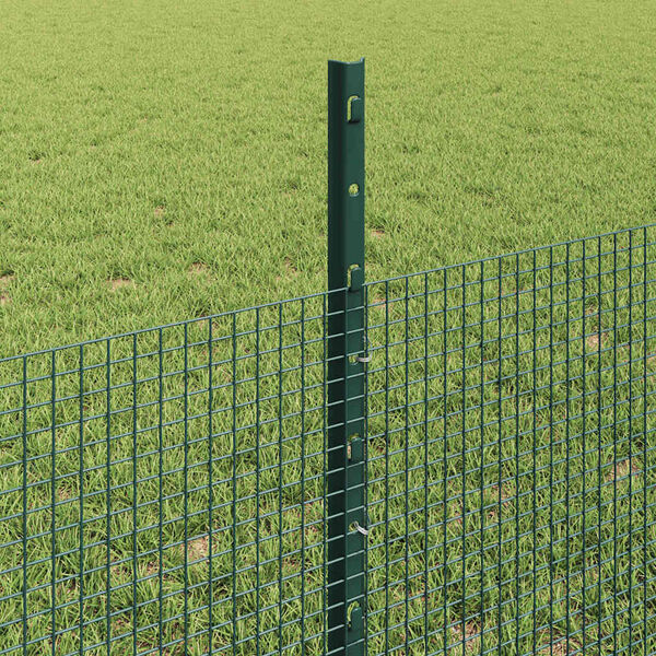 vidaXL Fence with Post Green 0.5 x 100 m Steel and PVC
