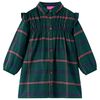 vidaXL Kids'Dress with Long Sleeves and Ruffles Dark Green 140