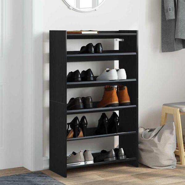 vidaXL Shoe Rack Black 60x25x100 cm Engineered Wood