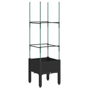 vidaXL Garden Planter with Trellis Black 40x40x142,5 cm PP