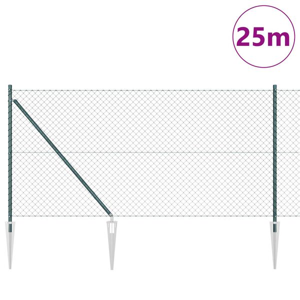 vidaXL Fence Post Green 25 x 1 m (40 x 40 mm mesh) Steel and PVC