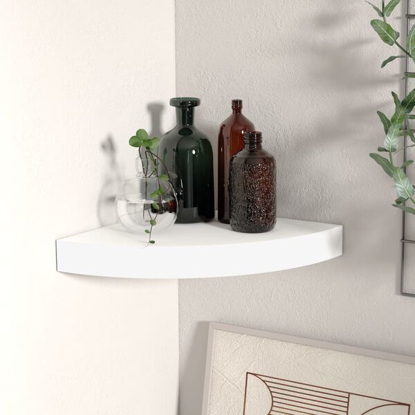 vidaXL Floating Corner Shelf White 25x25x3.8 cm MDF