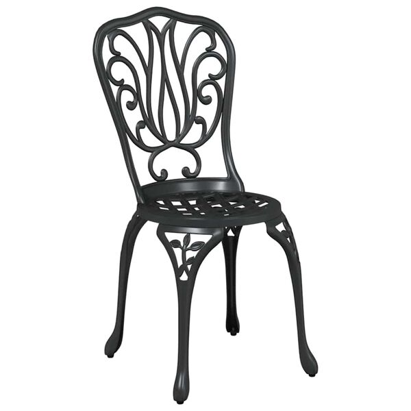 vidaXL Garden Bistro Set 3 pcs Black Aluminium