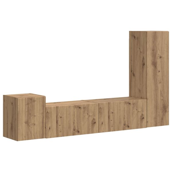 vidaXL TV Cabinet Set Wall-mounted 4 pcs Artisan Oak Engineered Wood