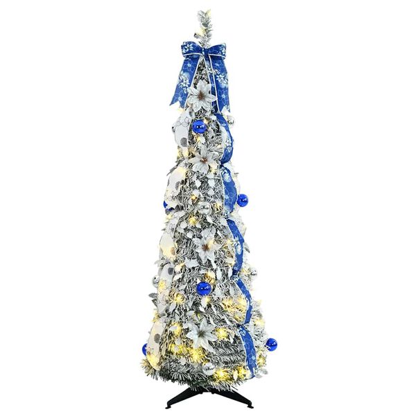 vidaXL Artificial Christmas Tree with 100 LEDs White 150 cm PVC