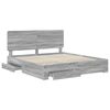 vidaXL Bed Frame with Drawer Grey Sonoma 200 x 200 cm Engineered Wood