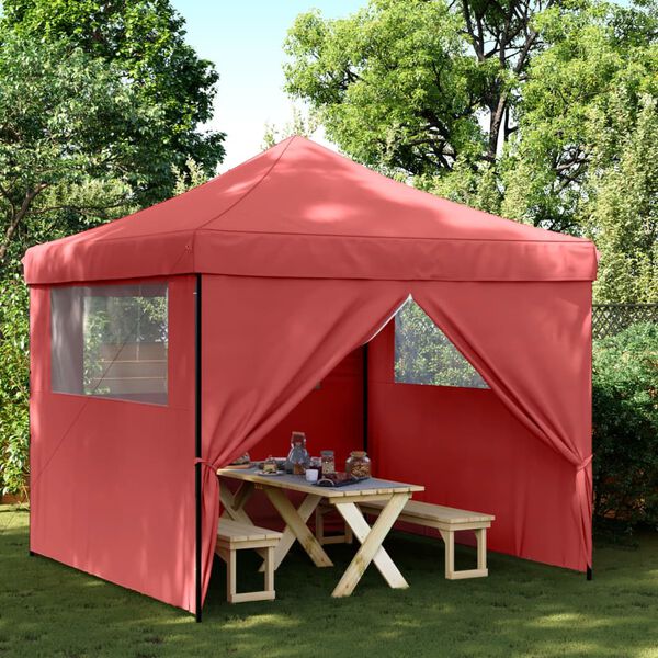 vidaXL Foldable Party Tent Pop-Up with 4 Sidewalls Burgundy