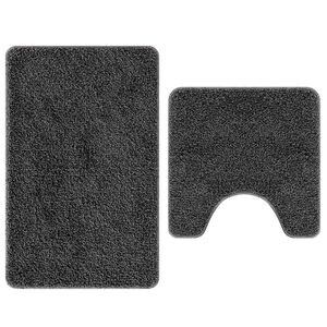 vidaXL Anti-slip Bath Mat Set 2 pcs Dark Grey 50 x 50 cm PP