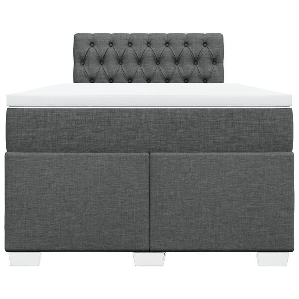 vidaXL Box Spring Bed with Mattress Dark Grey 120x200 cm Fabric