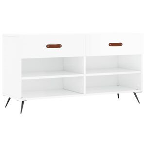 vidaXL Shoe Bench High Gloss White 102x35x55 cm Engineered Wood