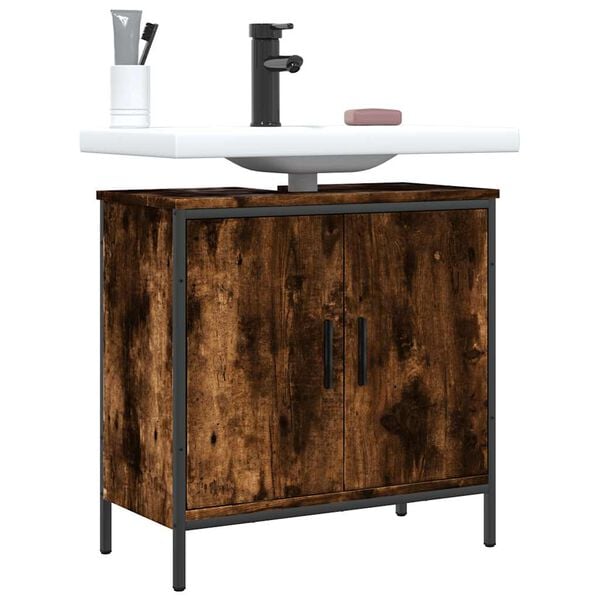 vidaXL Bathroom Sink Cabinet Smoked Oak 60x30x60 cm Engineered Wood