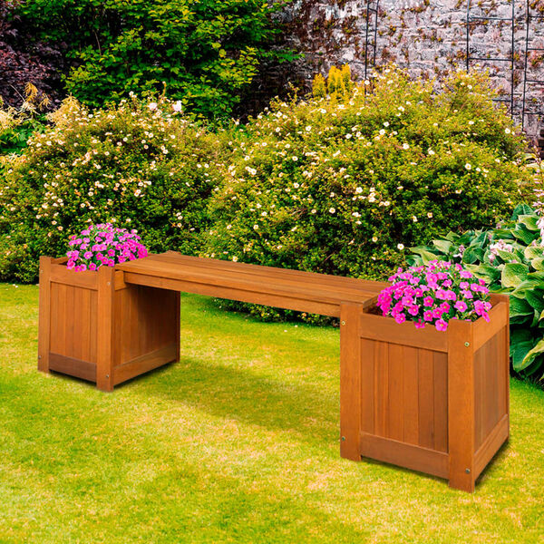 Lesli Living Bench with Flower Box 174x40x45 cm Teak Look