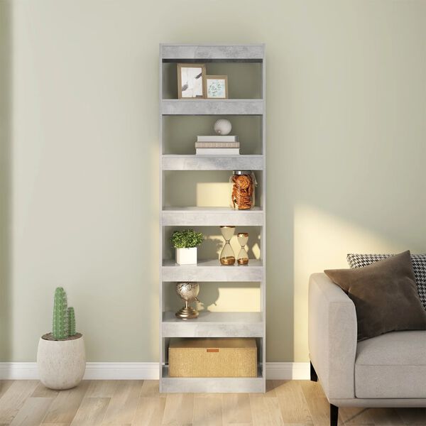 vidaXL Book Cabinet/Room Divider Concrete Grey 60x30x198 cm
